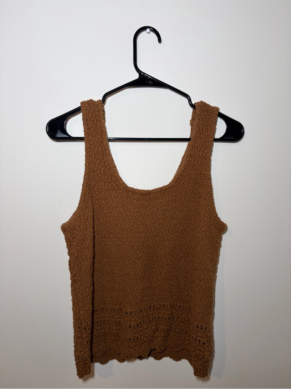 a.n.a Brown Textured Knit Tank Top